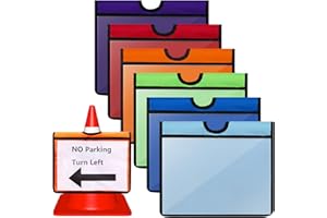 AMYLOVE Set of 6 Traffic Cone Sleeve Cone Covers with Pockets Message Sign Sleeve for Caution Outdoor Activity Warning Signals Safety Sports Training, Orange Dark Blue Light Blue Green Red Purple