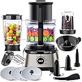YASHE 1300W Food Processor, 11-in-1 Multifunctional Kitchen Machine with 2.5L Bowl & 1.5L Blender, Mixer, Grinder, Juicer, Do