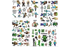 LANSEEDE Mine_craft Temporäre Tattoos, 4 Blatt 100 + Design Kinder Kids Temporäre Tattoos para Niños Niñas Regalos