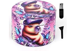 LHOEST Large Grinder 63MM Crusher 40 Grinding Teeth Capybara Grinder Metal Tree Design Cool 4 Layers Grinders Metal Crusher for Spice Mill with Scraper and Plastic Brush