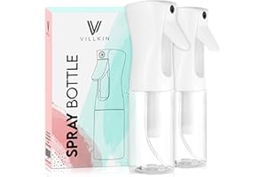 Villkin Butelka z rozpylaczem, zestaw 2 sztuk, bardzo delikatna mgiełka z pojemnikiem 200 ml, idealna do prasowania lub dla fryzjerów (2 sztuki, biały/przezroczysty)