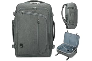 WANDF Handgepäck Rucksack 45x36x20cm für Easyjet Airlines, Erweiterbarer 17-Zoll-Laptop-Rucksack mit Nassfach, Untersitz-Reise-Handgepäck-Rucksack ür Männer und Frauen (Grau)