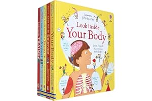 Usborne Lift the Flap Look Inside 5 Books Collection Set(Your Body, Science, Farm, Airport & Trains)