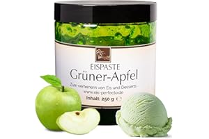 EIS PERFECTO Grüner Apfel Eispaste Aroma Eis Desserts Pralinen Zum Verfeinern von leckerem Eis Sorbets Getränke Kuchen Kekse Tortencremes Smoothies Eiscremes Inhalt 250 g