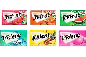 BUG'S PANTRY TRIDENT Sugar-Free Gum 6-Pack Variety Collection |Watermelon | Bubblegum | Tropical| Island Berry | Minty Sweet | Pineapple | - From USA