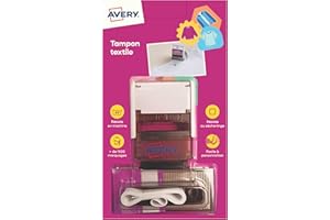 Avery Tampon Encreur Personnalisable Pour Enfants Et Adultes - Personnalisable 288 caractères - Résistant Au Lavage - Avec Encre Indélébile - Polyvalent Jusqu'à 90°C
