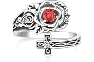 Dishowme Bague vintage en forme de croix en cristal rose victorien papillon tournesol nœud celtique bague doigt doigt doigt bague réglable bijoux pour femmes hommes, strass