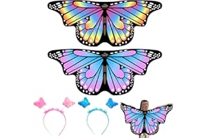 EQLEF Alas Mariposa Disfraz de Mariposa Niña, Alas de Hada Toma La Iniciativa de Llevar a Los Niños Alas Mariposa Capa Niño Disfraz Mariposa Fiesta Para Niñas Jugar Fiestas 3-6 Años (colorful and blue)