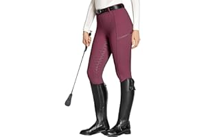 FitsT4 Sports Leggings da Equitazione da Donna Pantaloni da Equitazione da Ragazza Intero in Silicone con Tasca per Cellulare e Passanti per Cintura
