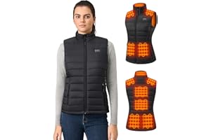 Hecusma Heizweste Damen mit Powerbank 16000mah 7.4V, 9 Heizzone Beheizbare Weste Damen, Leichte Elektrisch Wärmeweste mit Akku für Skifahren, Outdoor
