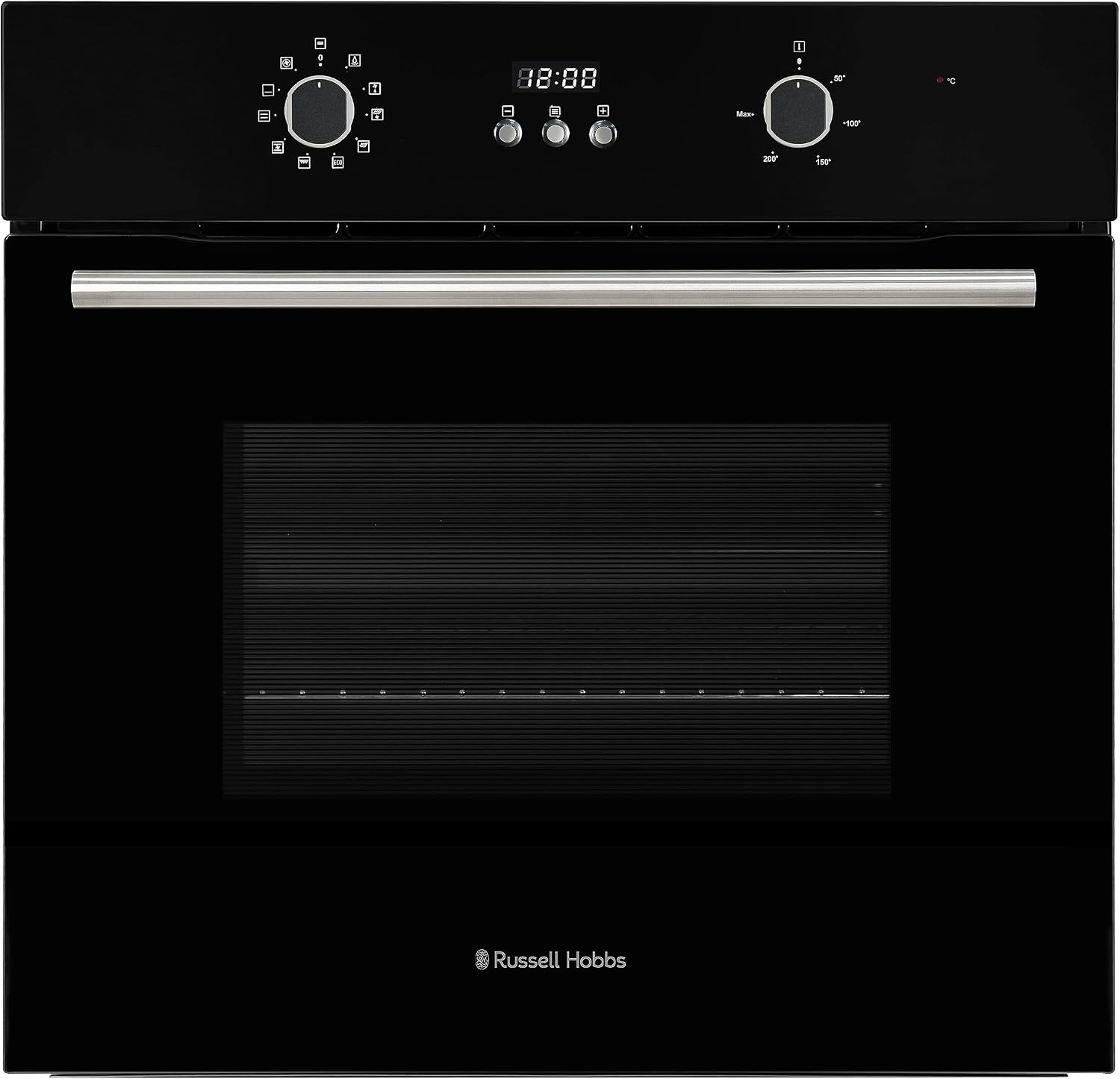 Russell Hobbs Electric Oven 70L 60cm Wide Built In Multifunctional Electric Fan Oven Easy Clean Interior Black RHEO7005B