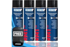 Dinitrol 4 x 500ml Underbody Chassis Rust Proofing Black Aerosol Spray Wax 4941 - Self Healing Abrasion Resistance Car Underbody Underseal Coating with 4Tress Non Slip Car Dash Mat (4T-4X-4941)