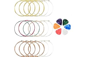 XUJINSONGG Electric Guitar Strings, 6 Pcs Super Slinky Nickel Wound Electric Guitar Strings 9-42 Gauge, Steel Ball Super Slinky Guitar Strings, with 6 Pcs Guitar Pick Plectrums