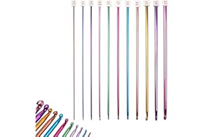 YOUDALIS Set di 11 Uncinetti,Tunisino Afgano Uncinetto in Alluminio,Multicolore Aghi di Crochet per Principianti e Professionisti,da 2 mm a 8 mm