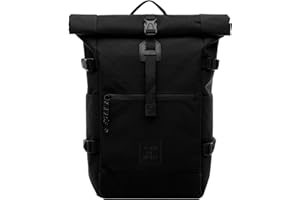 SONS OF ALOHA Kane Roll-Top Messenger Backpack XL Large - PET Recycled Water-Repellent - Hiking Backpack Laptop Compartment 15 Inch Black