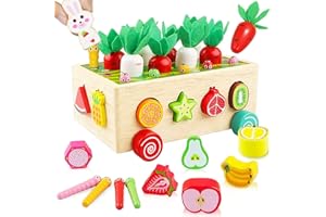 Jokooan Giocattoli Montessori 2 3 4 Anni, Gioco di Raccolta di Carote per Bambini Che Imparano Colori e Forme Abbinate, Giocattoli Educativi STEM per Bambini in età Prescolare