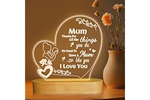 Anywin Gifts for Mom, Sweet Mother Gifts with Wood Base & Warm Light for Room Decor, Mami Gifts for Birthday Xmas, Mother's Day, Thanksgiving Day, Retirement for Mum Mom