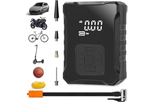 EXYVOX Pompa ad aria elettrica, mini compressore d'aria da 150 PSI Pompa per bicicletta elettrica con display a LED digitale Compressore a batteria da 3600 mAh con luce a LED per auto, bicicletta, moto, bask