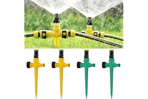 Orssmigs 4 Pièces Arroseur Automatique, Arrosage Pelouse Arroseur Rotatif 360 Arroseur de Jardin Pelouse Réglable Pulvérisateur pour Jardin, Cour, Pelouse