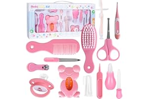 JasCherry Baby Grooming Kit Baby Health Nursery Care Items Essentials Supplies Set for Newborn, Infant, Toddler - Safety Hair Brush Comb Nail Clipper Trimmer for Girl Boys Keep Clean #A