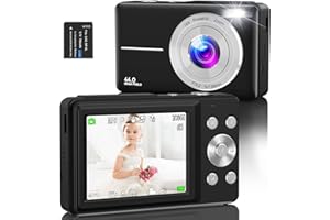 Digital Camera,Amdeurdi Vlogging Camera Rechargeable Digital Cameras with 16x Zoom Compact Camera FHD 1080P 44MP Compact Digital Camera for Beginner Photography with 1 Battery - Black
