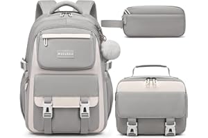 Makukke School Backpack for Girls Book Bag Set, School Bag for Teens Girls Kid Children Elementary Middle School Student, Waterproof