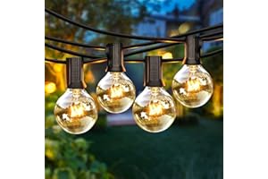 HT TOPHINON Cadena de Luz G40 8M Guirnaldas Luminosas de Exterior con 25 Bombillas Perfecto para Jardín Patio Trasero Fiesta Navidad Interior Exterior (3 Bombilla de Repuesto)[Clase de eficiencia energética E]