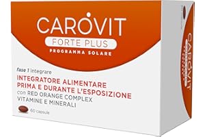 Carovit Forte Plus, Programma Solare, 60 Capsule, Integratore Abbronzatura per Prima e Durante l'Esposizione al Sole, con Vitamine E C B2