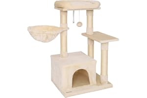 lionto Tiragraffi per Gatto Albero Tiragraffi Gatto Gioco Giocattolo Gatti Altezza 85 cm (Beige)