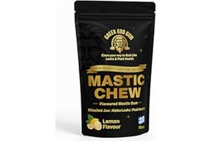 GREEK GOD GUM Lemon Flavoured Chios Mastic Gum - 50pc Jaw Trainer - Xylitol Gum made with Pure Greek Resin - Long Lasting Sugar Free Jawline For Looksmaxxing
