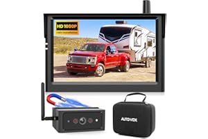 AUTO-VOX AUTO VOX Wireless Reversing Camera Kit Magnetic: 5" Portable No Wiring 1 Min Install Trailer Hitch Camera, 2-Channel HD 1080P Monitor & IR Night Vision Reverse Camera Systems for Caravan, Motorhome
