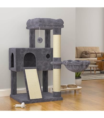 Taoqimiao 49-Inch Cat Tree Tower - Smoky Gray Cat Condo With Hanging Baskets, Perch & Scratching Posts 12 thumbnail image
