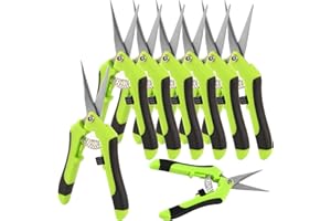 HAKZEON 8 PCS 6.5 Inch Bud Trimming Scissors, Professional Stainless Steel Gardening Pruning Shears, Gardening Hand Pruners for Easy Pruning Garden Tree Pot Plant Flowers