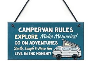 Red Ocean Campervan Rules Sign Hanging Door Plaque Caravan Sign Holiday, Gift For Him Her Men Women