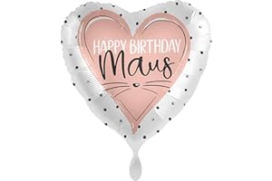 balloha Folienballon Happy Birthday Maus Luftballon 33 cm - Happy birthday Ballon, Luftballons Geburtstag, Geschenk Mädchen Frauen, Birthday Decorations - Helium Luftballons