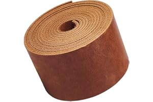 GORGECRAFT Correa de Cuero de Grano Superior Crazy Horse de 5cm Grado AB Tiras de Cuero Genuino de 72 Pulgadas de Largo Cordón de Cuero Marrón para Silla de Montar de 1.8mm Cuerda Plana de Cuero Real