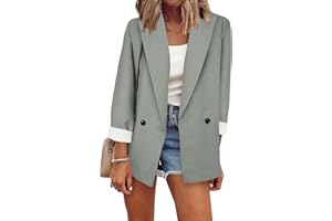YMING Femmes Chic OL Affaires Blazer Manches Longues Boutons Manteau Affaires Couleur Unie Cardigan