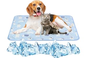 Lollanda Kühlmatte für Hunde, 55×70cm Kühldecke Hunde Kühlmatte für Katzen, rutschfest Wasserabsorbierend Geruchlos Hundedecke für Haustiere Sommer (M-Blau)