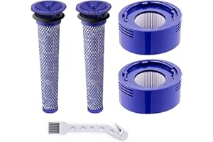 FICTEZLOVE Filtr do Dyson V6 V7 V8, Zestaw 2 Szt. ze Szczotką do Czyszczenia Akcesoriów