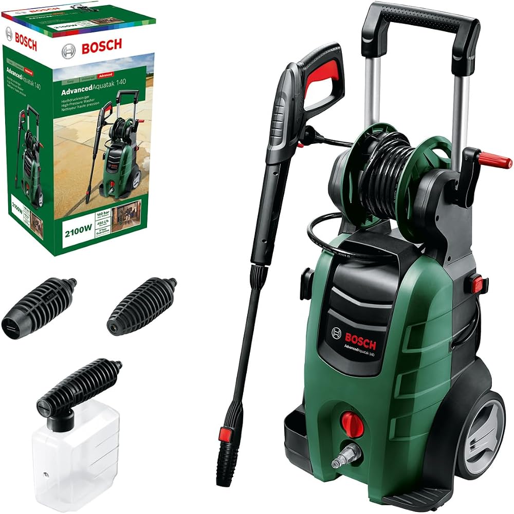 Bosch Home and Garden Yüksek Basınçlı Yıkama Makinesi Advancedaquatak 140, 2100 W, 140 Bar Basınç, 8 M Hortum, Karton İçinde