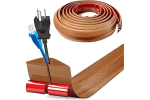 BOCGUY Protezioni per Cavi a Pavimento, 5M x5cm Autoadesivo Copricavi per Pavimento Passacavo a Pavimento Perfetti per Tutti i Cavi di Alimentazione a Casa, Ufficio,Scuola,Magazzino (Grana legno gialla)