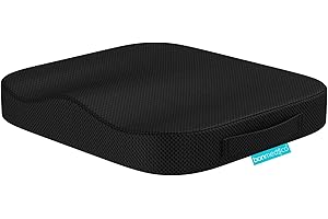 bonmedico Memory Foam Seat Cushion for Office Chair - Non-Slip, Seat Pads for Coccyx Pain Relief to Support Standing - Portable Car Seat Cushion w/Handle for Lower Back Support