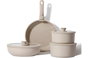 CAROTE 8-częściowy zestaw garnków ze zdejmowanymi uchwytami, patelnia 26 cm, rondel 18/20 cm, wok 26 cm, powłoka zapobiegająca przywieraniu, do gotowania, można układać w stos, do kuchenek