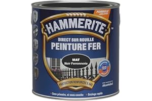 Hammerite Peinture Métal Direct sur Rouille - Anticorrosion, imperméable, direct sans sous-couche - Noir Ferronnerie Mat 2,5 L