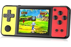 ZHISHAN 32 Bit Handheld Spiele für Kinder Eingebaute 139 Videospiele,3.0“ IPS Bildschirm Wiederaufladbar Arcade Gaming Player,Elektronisches Spielzeug für Jungen Mädchen Gelb Rot