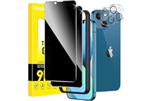 Pnakqil Sichtschutz für iPhone 13 Panzer Schutz Glas mit Kameraschutz,Privacy Schutzfolie Displayschutz,Anti-Spy Schutzglas Panzerfolie Blickschutz mit Rahmen Positionierhilfe,2+2 Stück