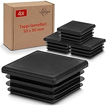 Tappi Per Tubi Rettangolari 60x40 Mm - Set 18 Pezzi Neri, In Plastica PE Per Mobili E Trampolini