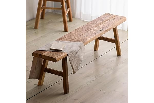 Smal bänk i lantlig stil, träbänk, pall for hall, skohylla, matbänkar for inomhusbruk, vardagsrum, sovrum, kök(140x26x45cm)