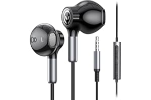 BENEWY ME910 słuchawki, przewodowe słuchawki z mikrofonem, douszne z redukcją szumów i regulacją głośności, jack 3,5 mm do iPhone'a, iPoda, iPada, MP3, HUAWEI, Samsunga