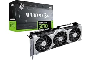 MSI NVIDIA GeForce RTX 5070 12G Ventus 3X OC Carte Graphique - 12 Go GDDR7 (28 GB/s /192 Bits), PCIe 5.0 - Triple Ventilateur (3X Ventilateurs TORX 5.0), HDMI 2.1b, DisplayPort 2.1b, SFF Ready